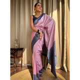 Women's Silk Printed Saree With Unstitched Blouse 5.5Mtr (Pink)