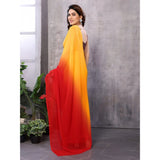 Red-Orange Georgette Solid Ready-to-Wear Saree with Unstitched Blouse (5.5m)