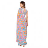 Grey georgette printed ready-to-wear saree with unstitched blouse (5.5 mtr)