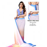 Women's Small Lace Georgette Solid Ready-to-Wear Saree With Unstitched Blouse 5.5 Mtr (Multicolor)