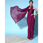 Women's Georgette Embellished Sequnece Bollywood Saree With Unstitched Blouse 5.5Mtr (Wine)