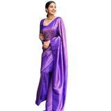 Blue silk printed saree with unstitched blouse (5.5mtr), vibrant design on traditional Indian attire