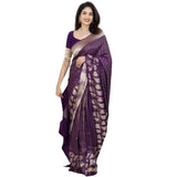 Purple silk printed saree with unstitched blouse (5.5mtr), elegant Indian fashion for women