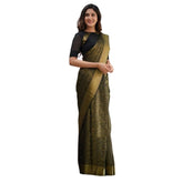 Black silk printed saree with unstitched blouse (5.5mtr), luxury Indian women's wear
