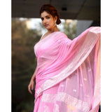 Pink cotton printed saree with unstitched blouse (5.5mtr), vibrant Indian fashion accessory