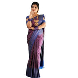 Purple silk printed saree with unstitched blouse (5.5Mtr), high-quality traditional Indian wear for women