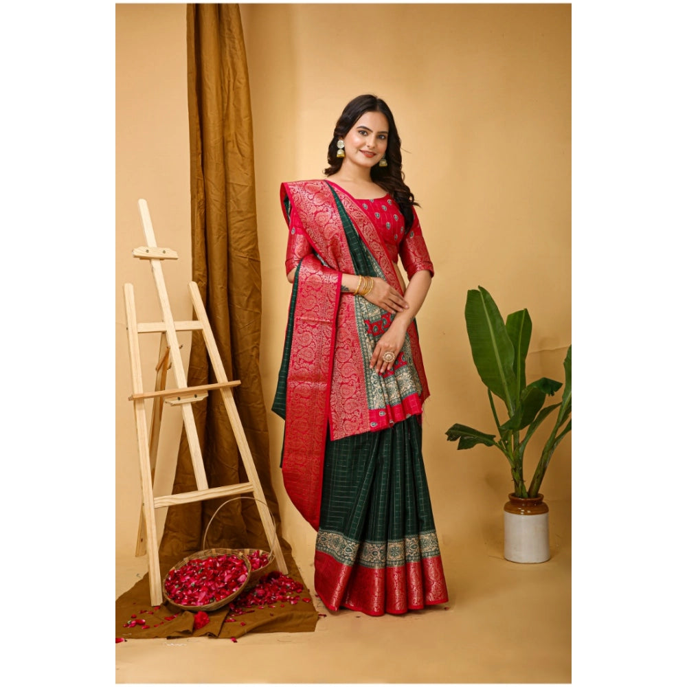 Soft Dola cotton kalamkari printed saree with unstitched blouse, B.Green women's traditional Indian wear