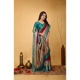 Red soft Dola cotton kalamkari printed saree with unstitched blouse, traditional Indian women's fashion accessory