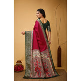 Maroon Dola Cotton Kalamkari printed saree with unstitched blouse, soft and vibrant traditional Indian attire