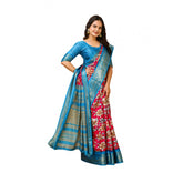 Soft pink Dola cotton Kalamkari saree with unstitched blouse, traditional Indian women's wear accessory