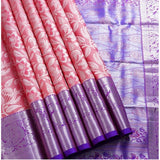 Purple soft lichi silk printed saree with unstitched blouse (5.5mtr), luxury Indian women's fashion