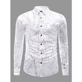 Black PollyCotton men's casual textured full sleeve collar shirt with detailed pattern