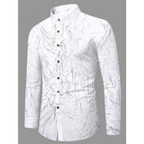 Black PollyCotton men's casual textured full sleeve collar shirt on hanger