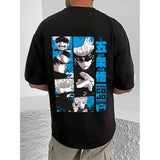 Men's Casual Cotton Blend Printed Round Neck Half Sleeve T-Shirt (Black)