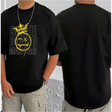 Men's Casual Cotton Blend Printed Round Neck Half Sleeve T-Shirt (Black)