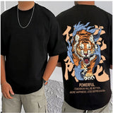 Men's Casual Cotton Blend Printed Round Neck Half Sleeve T-Shirt (Black)