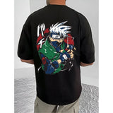 Black cotton blend men's casual t-shirt with printed round neck and half sleeves