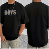 Men's Casual Cotton Blend Printed Round Neck Half Sleeve T-Shirt (Black)