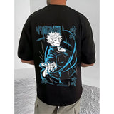 Men's Casual Cotton Blend Printed Round Neck Half Sleeve T-Shirt (Black)