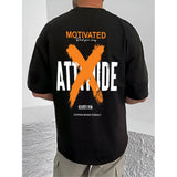 Black cotton blend men's t-shirt with printed design, casual half sleeve round neck