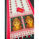 White linen digital print saree with unstitched blouse (5.5Mtr) on mannequin