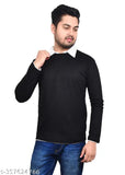 Black cotton Fancy Men T-shirt Full sleeves with attached collar, ideal for everyday wear
