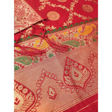Red Banarasi Silk printed unstitched salwar suit with dupatta (3m)