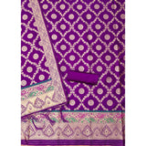 Purple Banarasi silk printed unstitched salwar suit with dupatta (3m)