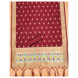Maroon Banarasi silk printed unstitched salwar suit with dupatta (3mtrs) - Traditional Indian wear for women, high-quality banarasi silk material
