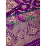 Purple Banarasi silk printed unstitched salwar suit with dupatta (3mtrs total)