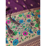 Wine Banarasi silk printed unstitched salwar suit with dupatta (3m), women's traditional Indian wear