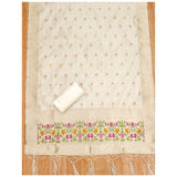 White Banarasi Silk printed unstitched salwar suit with dupatta (3m) on mannequin