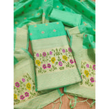 Sea Green Banarasi Silk Printed Unstitched Salwar Suit with Dupatta, 3M long top, 2.5M bottom, 2.3M dupatta