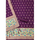 Wine Banarasi silk printed unstitched salwar suit & dupatta (3m), women's traditional Indian attire