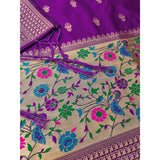 Purple Banarasi Silk printed unstitched salwar suit with dupatta (3m) - traditional Indian attire for women