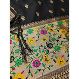 Black Banarasi Silk printed unstitched salwar suit with dupatta (3m) on mannequin