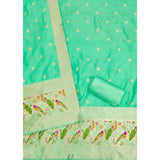 Sea green Banarasi silk printed unstitched salwar suit with dupatta (3mts)