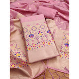 Light pink Banarasi silk printed unstitched salwar suit with dupatta (3m)