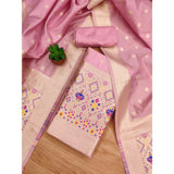 Light Pink Banarasi Silk printed unstitched Salwar Suit & Dupatta (3m)