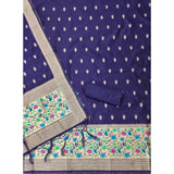 Navy Blue Banarasi Silk printed unstitched salwar suit with dupatta (3mtrs)