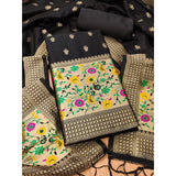 Black Banarasi Silk printed unstitched salwar suit with dupatta (3m)