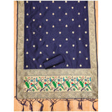 Navy Blue Banarasi Silk printed unstitched salwar suit with dupatta (3m)