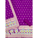 Purple Banarasi Silk printed unstitched salwar suit with dupatta (3mtrs total)