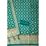 Banarasi silk printed unstitched Rama salwar suit with dupatta (3m), vibrant Indian fashion for weddings or special events