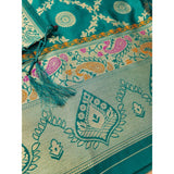 Banarasi silk printed unstitched Rama salwar suit with dupatta (3m) - vibrant Indian fashion for women