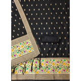 Black Banarasi Silk printed unstitched salwar suit with dupatta (3m)