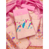 Light Pink Banarasi Silk Printed Unstitched Salwar Suit with Dupatta (3mtrs) - Traditional Indian attire for women