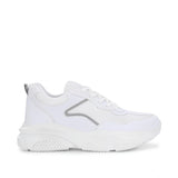 Women's Casual Mesh Printed Lace-Ups Shoes (White)