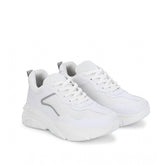 White mesh lace-up women's shoes with printed pattern and flat heel