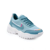 Blue mesh casual lace-ups shoes with printed pattern, comfortable Lycra inner material, Airmix sole for support